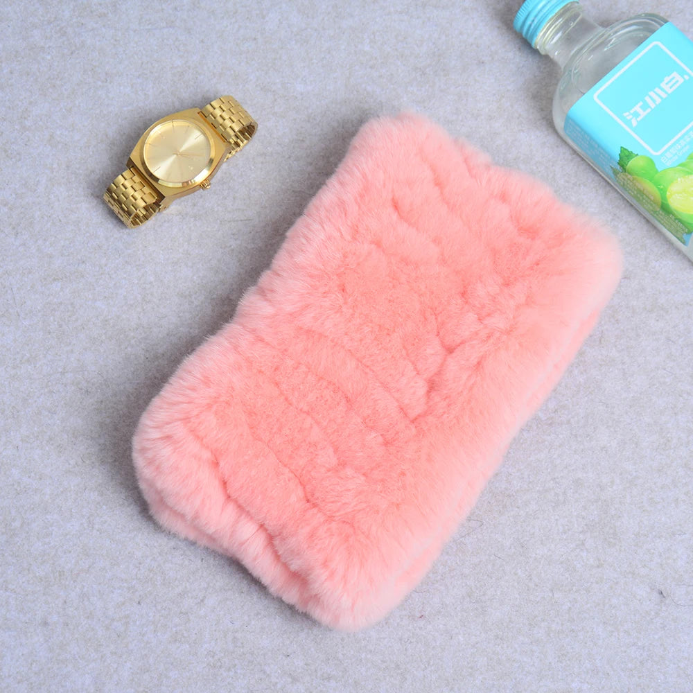 Women Handmade Stretch 100% Real Rabbit Fur Scarf Knit Genuine Rex Rabbit Fur Headbands Girls Natural Rabbit Fur Ring Scarves Beauty World Shop