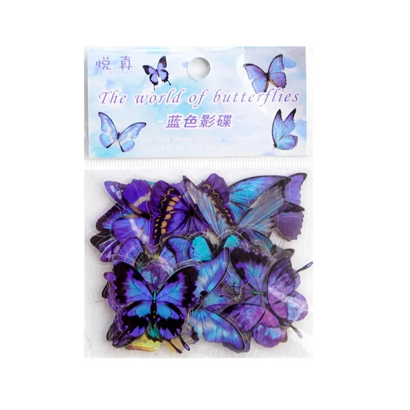 Journamm 40pcs/pack Butterfly Series Stickers Art Collage Junk Journal DIY Scrapbooking PET Waterproof Craft Aesthetics Stickers Beauty World Shop