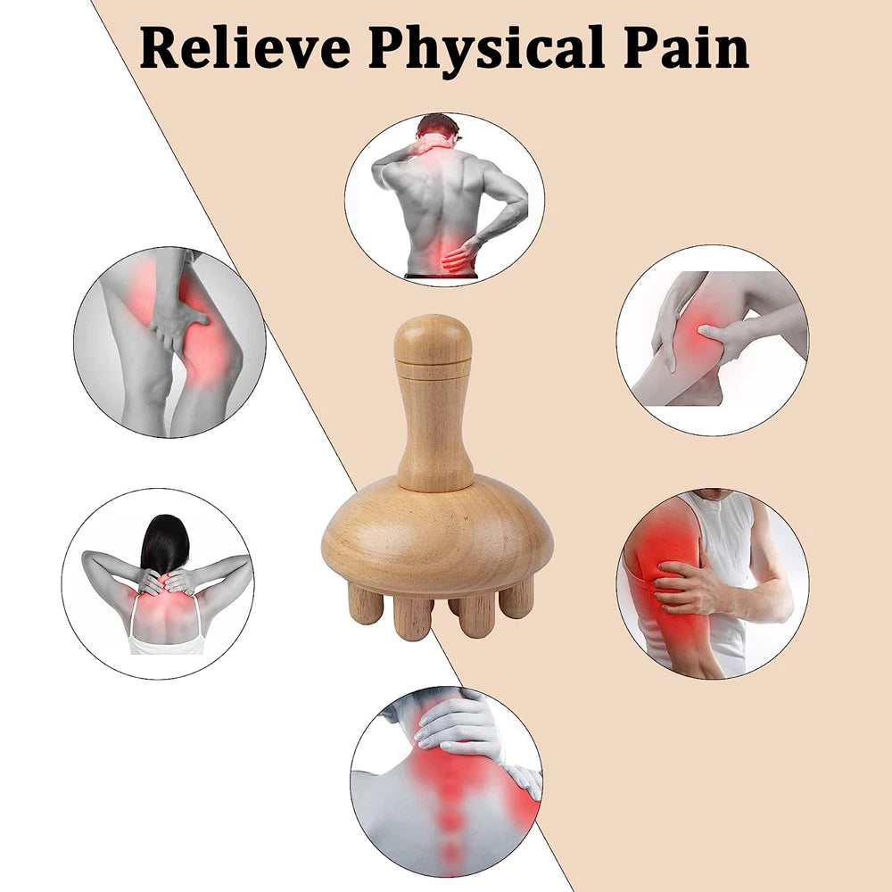Wooden Mushroom Shape Massage,Manual Wood Therapy Massage Tool,Anti Cellulite,Maderoterapia,Lymphatic Drainage,for Full Body Use Beauty World Shop