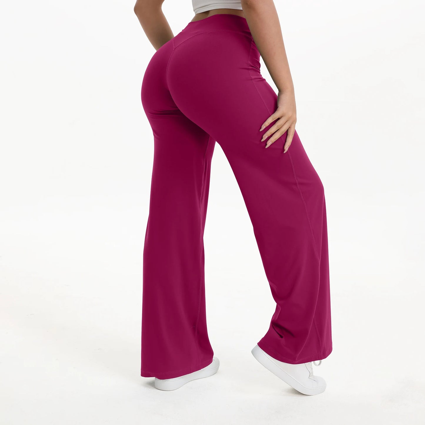 NCLAGEN SoftMotion Straight Leg Bottoms Women's Mid-Waist Yoga Pants GYM Leggings Naked Feel Pilates Running Sports Trousers Beauty World Shop
