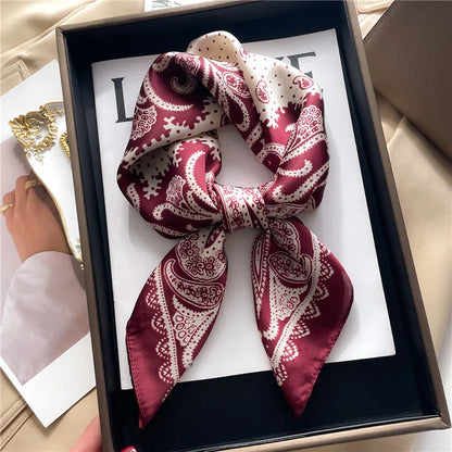 New Paisley Print Small Square Scarf Soft Satin Silk-like Thin Neck Scarf Mature Style Sunscreen Headscarf for Women Decorate Beauty World Shop