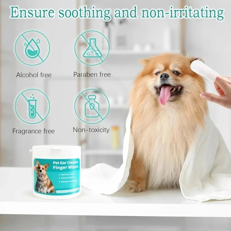 Pet Ear Cleaning Wipes Disposable Ear Care Finger Cover Convenient And Dirty Hand Ear Mite Ear Mite And Dogs Cleaning Wipes Beauty World Shop