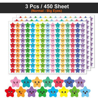 450-3000 Sheet Happy Face Stars Reward Sign Stickers Pack DIY Skateboard Suitcase Stationery Decals Decor Phone Laptop Gift Toys Beauty World Shop