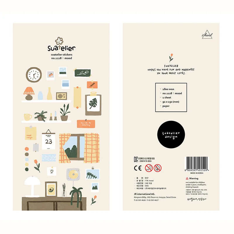 Korean Brand Suatelier Collection Daily Food Vlog Stickers DIY Scrapbooking Journey Diary Stationery Stickers Supplies Beauty World Shop