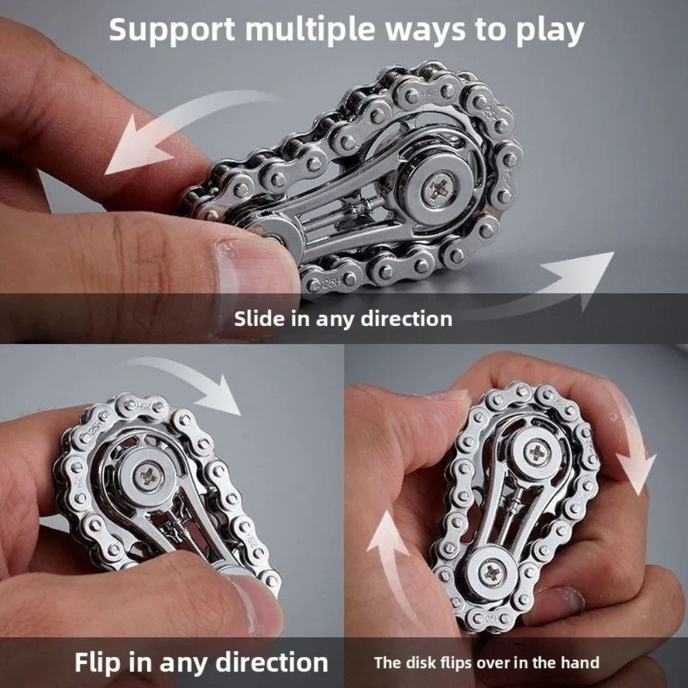 Sprocket Flywheel Flywheel Flying Top Flying Disk Anti-Anxiety Ornaments Metal Bicycle Chain EDC Rotating Flying Disk Adult Toy Beauty World Shop