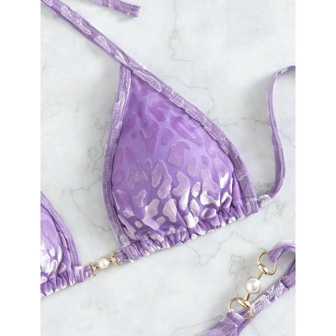 S- XL Leopard Halter Mini Micro Thong Bikini Women Swimwear Female Swimsuit Two-pieces Bikini set Bather Bathing Suit Swim V5207 Beauty World Shop