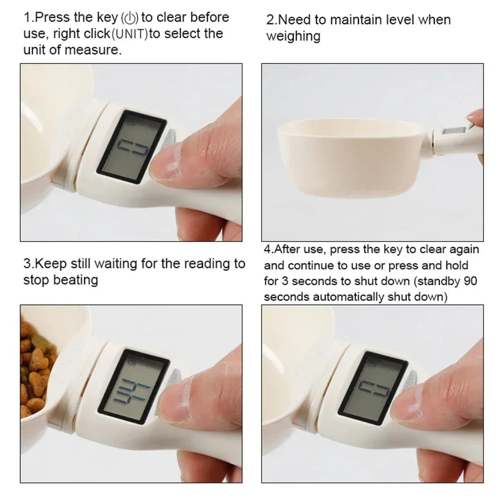Pet Food Measuring Scoop Electronic Dog Cat Food Measuring Cup Digital Spoon Scale Kitchen Food Scale with LED Display Beauty World Shop
