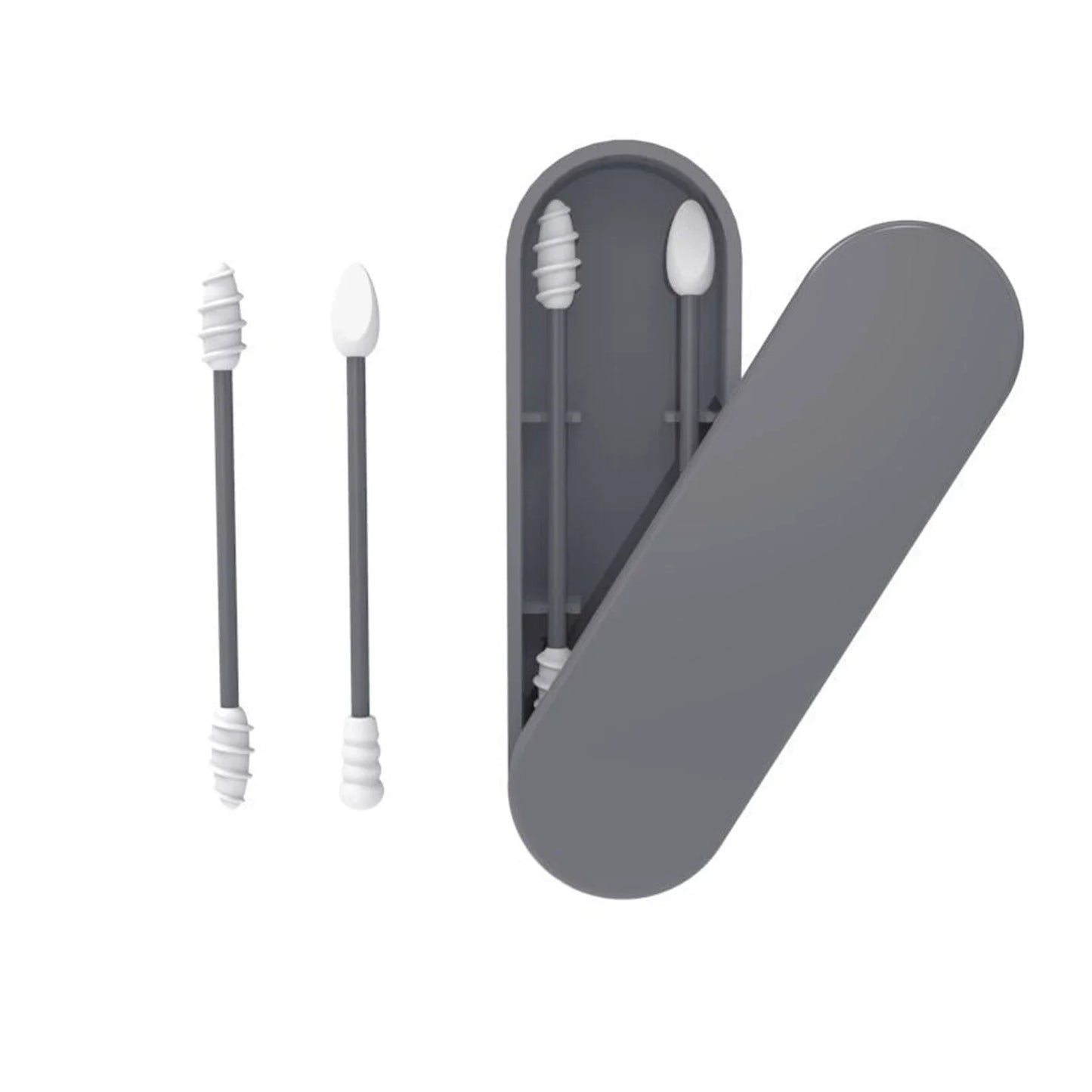 2Pcs Reusable Silicone Ear Swabs with Case Ear Cleaning Cosmetic Silicone Buds Swabs Sticks Double-headed For Cleaning Makeup Beauty Trend Shop