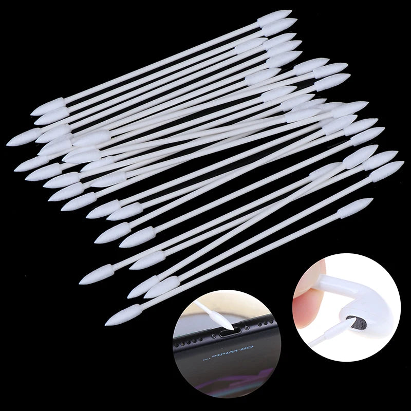 50Pcs Dust Free Disposable Cleaning Swab Cotton Stick For AirPods Earphone Headphone Phone Charge Port Accessories Beauty World Shop