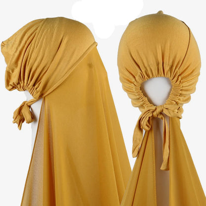 Muslim Instant Hijab Women Bonnet with Chiffon Shawl Head Scarf Cap Inner Headband Stretch Hijab Cover Headwrap Turbante Beauty World Shop