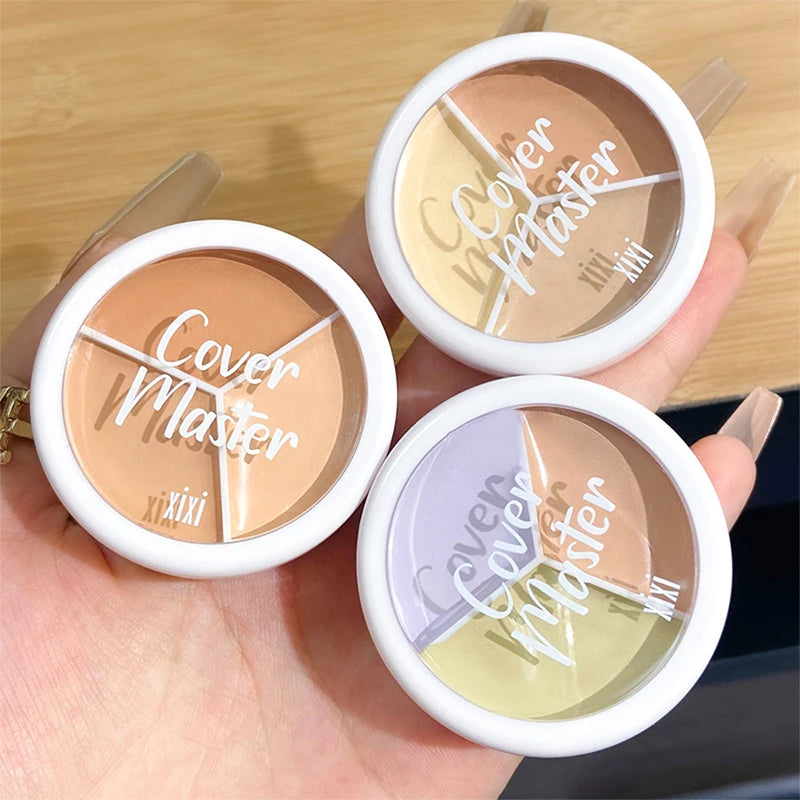 XIXI Pure Holding Makeup Three Color Concealer Spot Acne Print Repair Foundation Dark circles are not easy to stick powder Beauty World Shop
