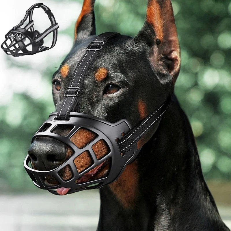 Adjustable Dog Muzzle Anti-Biting Dog Mouth Cover With Reflective Strip Can Drink Water Breathable Plastic Beauty World Shop