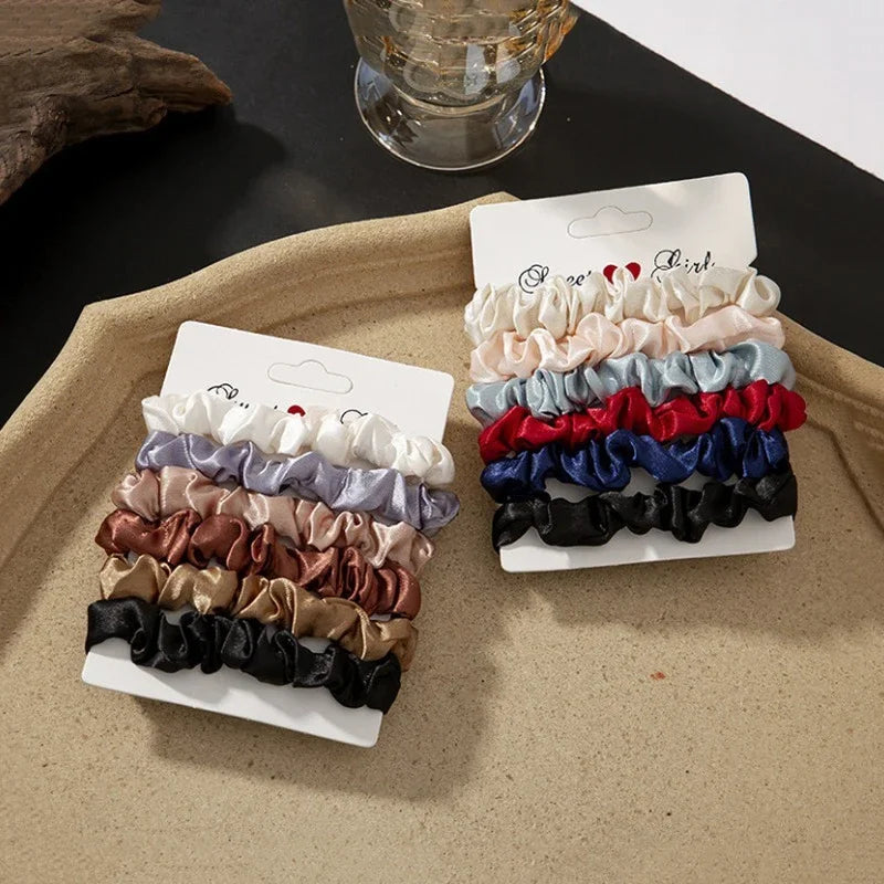 6/12 PCS Elegant women's headband, rubber band, elastic band, softer than silk hair | Satin headband | Beauty World Shop