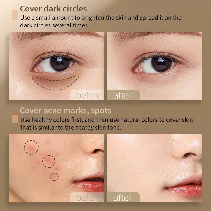 3-Color Concealer Palette Professionally Covers Dark Circles Around Eyes and Face Beauty World Shop