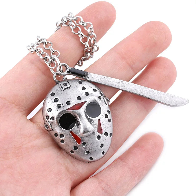 Horror Movie Halloween Keychain Hockey Mask Machete Metal Keyring Pendants Cosplay Props For Men Women Backpack Jewelry Beauty World Shop