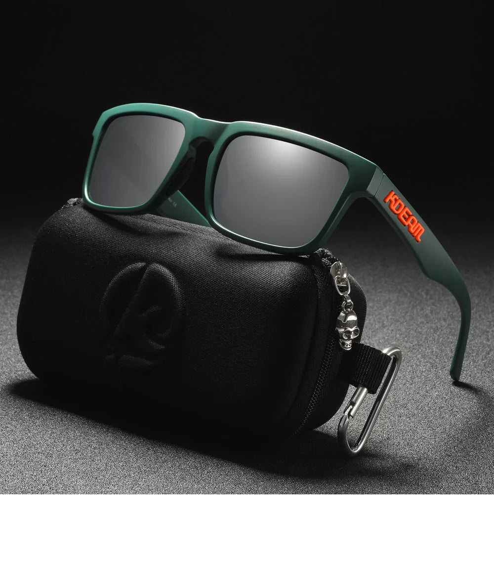 KDEAM Men's Polarized Sunglasses Square Casual Outdoors Sun Glasses Women Unisex Sunglass For Couple With Zipper Case Beauty World Shop