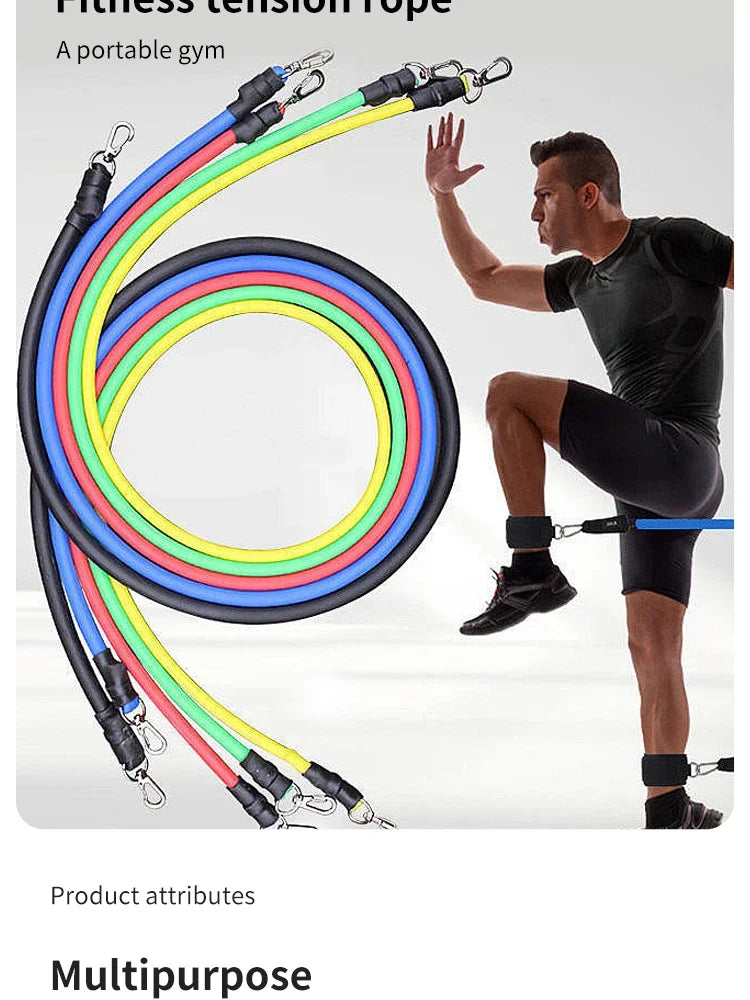 11PCS Fitness Bodybuilding Elastic Bands Pull Rope Workout Bands Resistance Bands Latex Tubes Pedal Excerciser Crossfit Fit Beauty World Shop