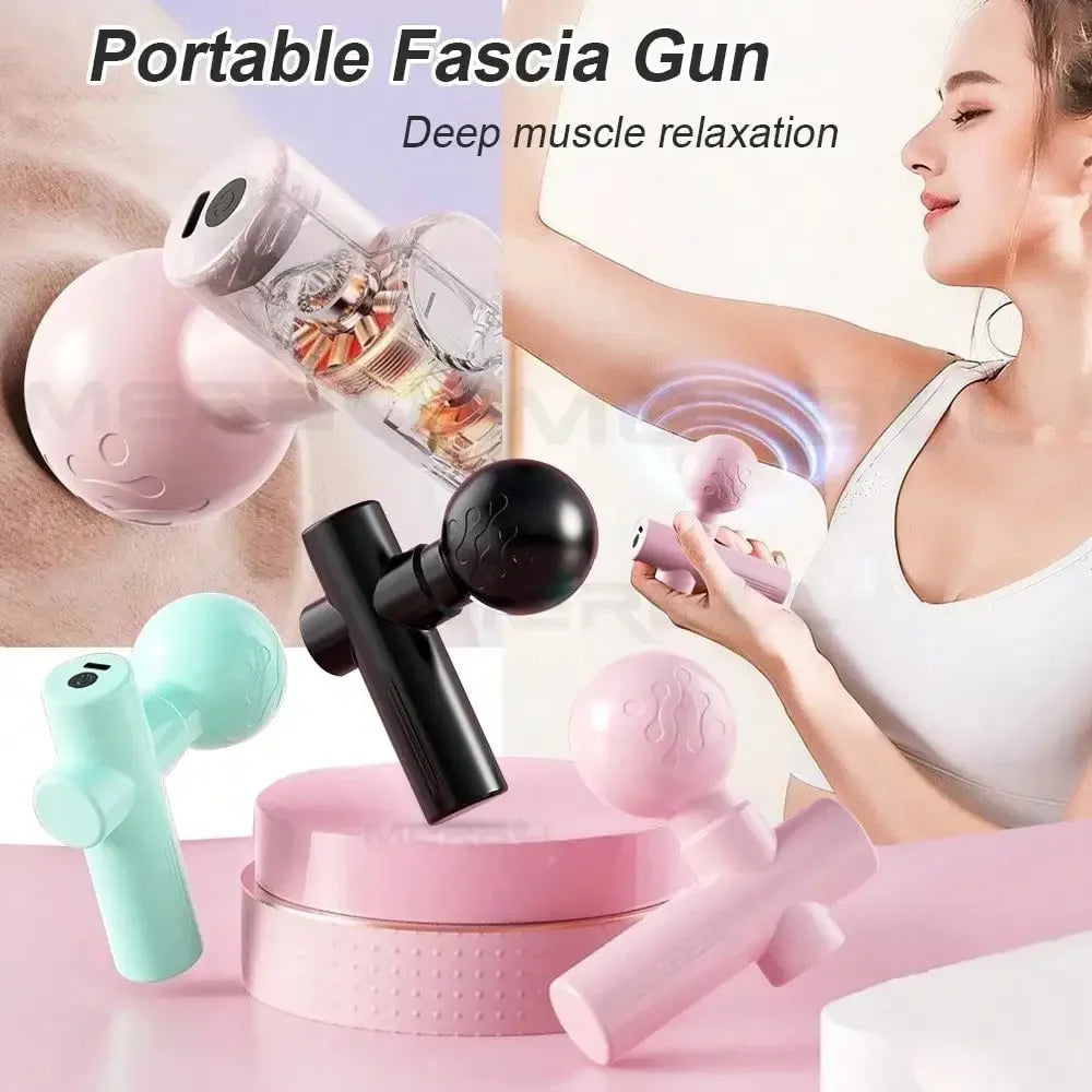 Mini Massage Gun Fascia Machine Muscle Relaxation Vibrating Gun Portable Rod Massage Fitness Equipment Neck Body Fascia Gun Beauty World Shop