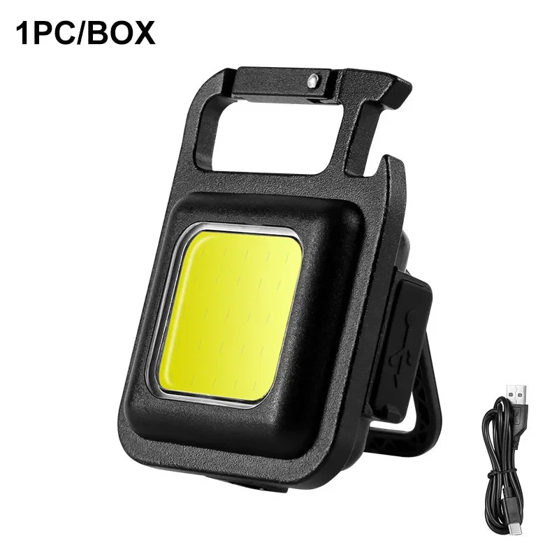 XPE Pocket Work Light 1000LM COB LED Mini Keychain Light USB Rechargeable Flashlight IPX4 Waterproof for Outdoor Camping Hiking Beauty Fashion