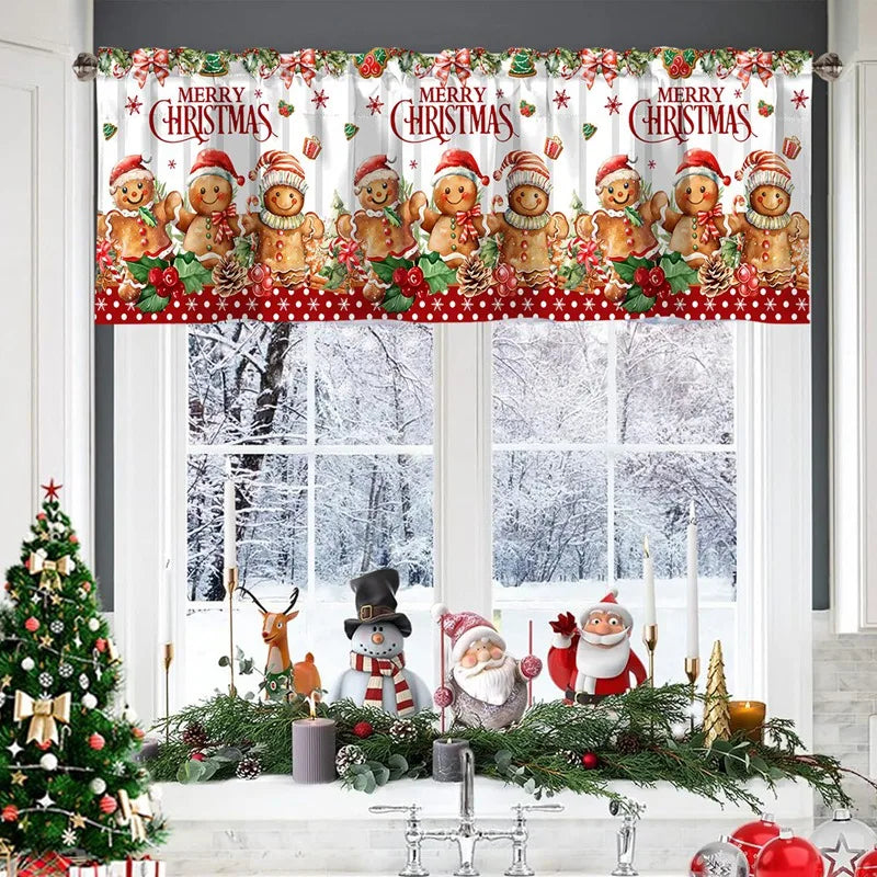 Christmas Short Curtains Valances Merry Christmas Decorations For Home 2025 Xmas Navidad Kitchen Bedroom Ornaments New Year 2026 Beauty World Shop