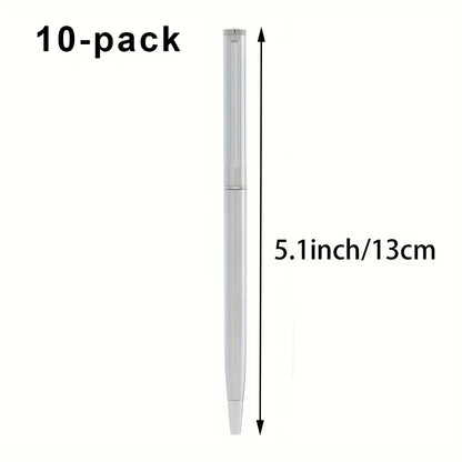 5/10/20Pcs Stainless Steel Ballpoint Pens, Silver Metal Medium Nib Smooth Twist Writing Pens for Office School Beauty World Shop