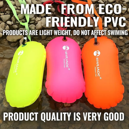 Swimming pool Buoy Tow Floats Inflatable Life Saving Swim Buoy PVC Inflated Air Drying Bag Drift Bag  pool accessory Open Water Beauty World Shop