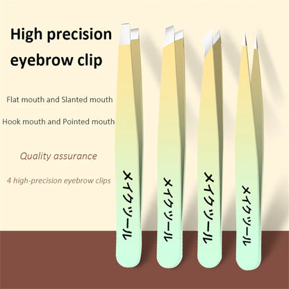 Ouriner Eyebrow Tweezers Set 4 Pcs Stainless Steel Eyebrow Forceps Professional Beauty Tool Set For Facial Hair Inward Growing Beauty Fashion