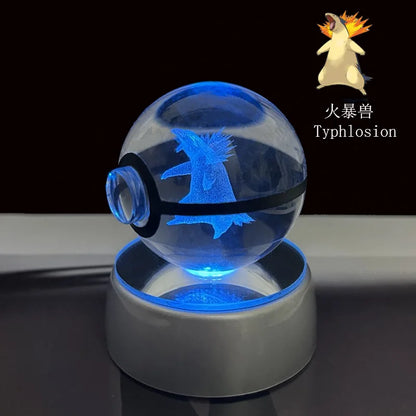 Pokemon Crystal Ball Pikachu Gengar Eevee Mewtwo Lacario Anime Game Pokeball Led Night Light Base Kids Birthday Gift Home Decor Beauty World Shop