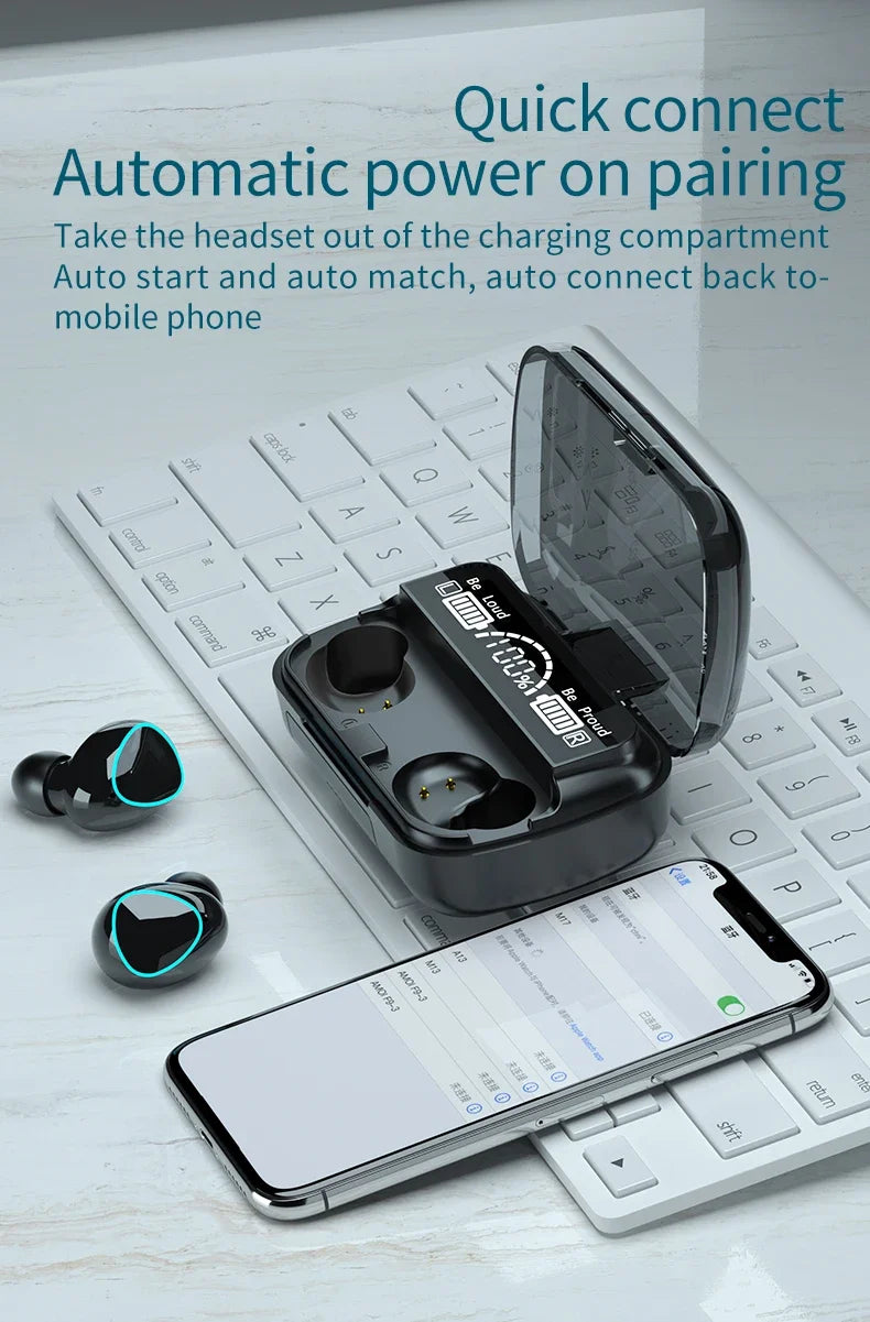 M10 TWS Wireless Headphones: Bluetooth Connection, Charging Box, 9D Stereo, Sports Waterproof Earbuds + Microphone Beauty World Shop