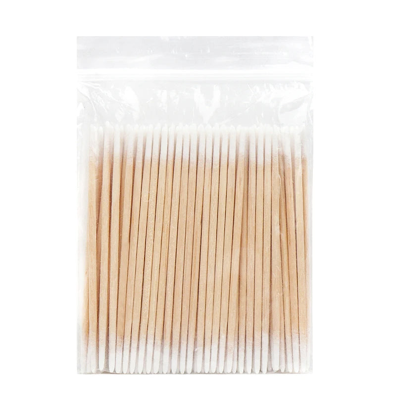 100/300 Pcs Disposable Ultra-small Cotton Swab Brush Lint Free Micro Wood Makeup Brushes Eyelash Extension Glue Removing Tools Beauty World Shop