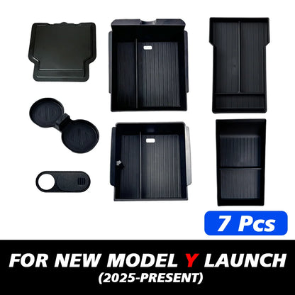 For Tesla New Model Y 2025 Launch Juniper Teslajuniper ABS with Silicone Non-slip Mat Console & Armrest Storage Box Upper Beauty World Shop