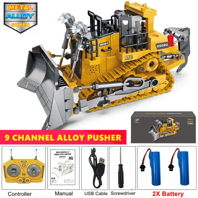 4WD Remote Control Excavator 4x4 Alloy Dump Truck Bulldozer Radio Model RC Car Construction Vehicle Toy Children Kids Gifts Beauty World Shop