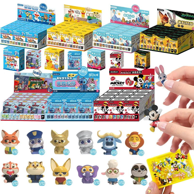 JANDOOM Disney Toy Story Stitch Mickey Mouse Winnie Zootopia Doraemon Action Figure Rice Grains Doll Model Blind Box Toys Gifts Beauty World Shop