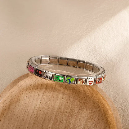 Hapiship 2024 New Fashions Colors Romantic Heart Poker Charm Links Fit 9mm Bracelet Stainless Steel Making DIY Jewelry DJ736-B Beauty World Shop