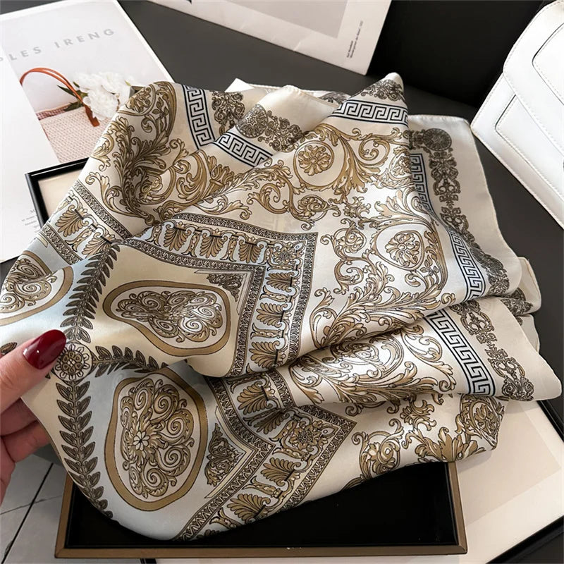 2025 New Fashion Luxury Printed Square Shawl Women 70x70cm Pashmina Silk Scarf Neck Headband Bandana Beauty World Shop