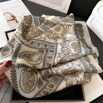 2025 New Fashion Luxury Printed Square Shawl Women 70x70cm Pashmina Silk Scarf Neck Headband Bandana Beauty World Shop