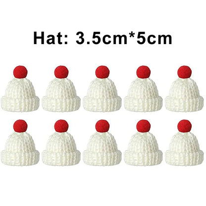 Mini Santa Knitted Hat & Scarf Small Christmas Costume for Cat Rabbit Doll Lollipop Bottle Cap DIY Xmas Party Dinner Decoration Beauty World Shop