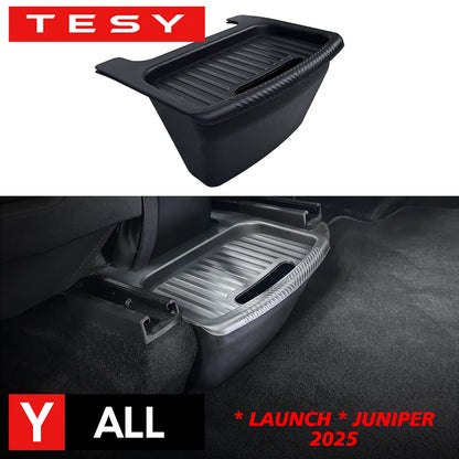 Rear Seat Storage Box for Tesla New Model Y 2025-2020 Launch Juniper Organizer Bins Backseat Trash Can Garbage Bag Tray Beauty World Shop