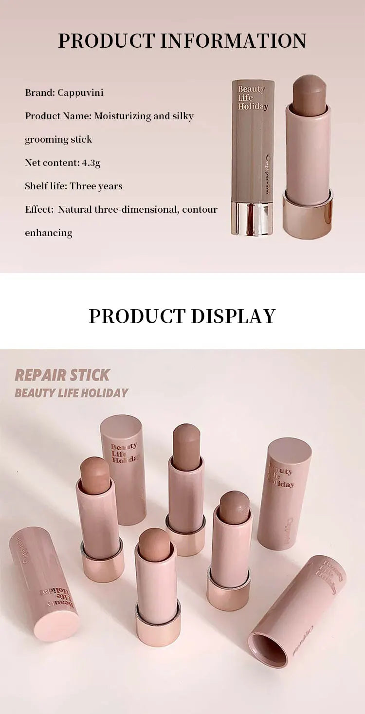 Cappuvini Moisturizing Silky Three-dimensional Contour Stick Natural Matte Single Color Suitable For Nose Shadow Makeup Contour Beauty World Shop