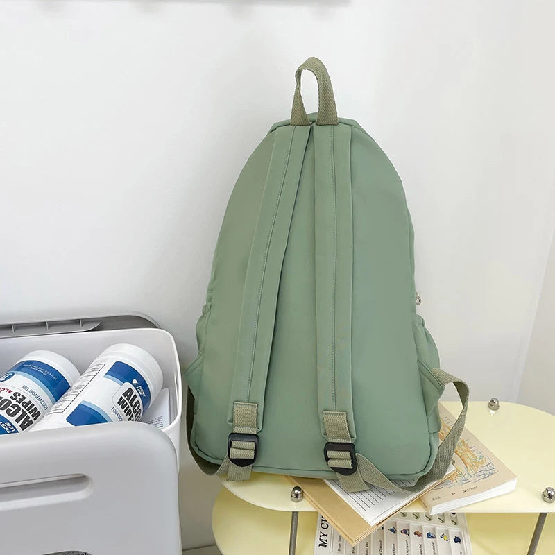 Lightweight Solid Color Backpack for High School Students Multifunctional Casual Bag School Travel Daily Use Simple Design Beauty World Shop
