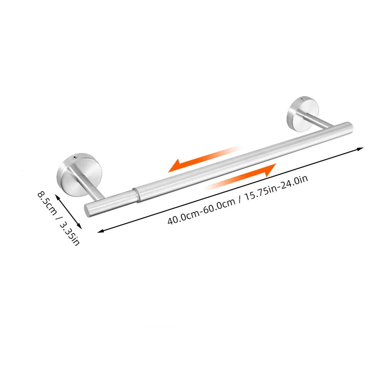 Towel Bar Adjustable 40cm to 60cm Bathroom Towel Rack SUS304 Stainless Steel Towel Rack Wall Mounted Towel Holder Beauty World Shop