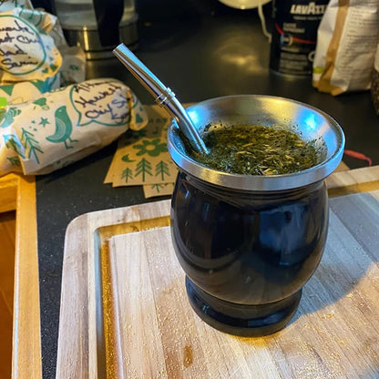 Yerba Mate Cup 304 Stainless Steel Double Wall 8oz Argentine Yerba Mate Gourd With Bombillas and Cleaning Brush Beauty Trend Shop