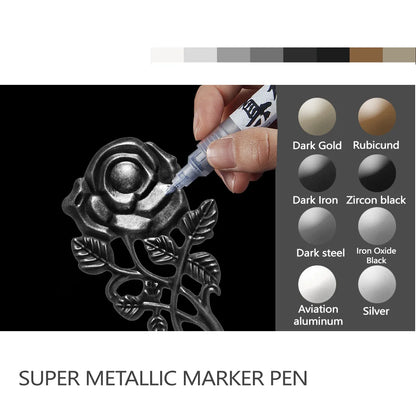 8 Colors Set Metallic Marker Pen 1mm DIY Reflective Paint Pen Permanent Gold SILVER Marker Touch Up, Model Painting, Marking Beauty World Shop