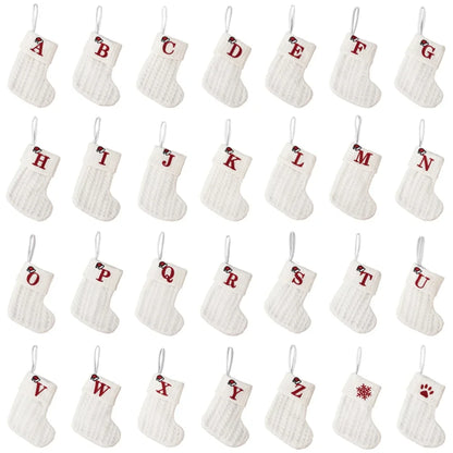 1PC A-Z Letter Hanging Christmas Stockings Knitted Socks  Christmas Tree Hanging for Family Party Decoration Beauty World Shop