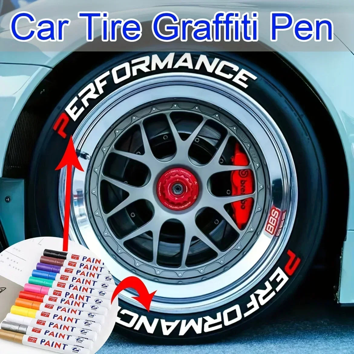 Car Paint Pen Waterproof Car Wheel Tire Oily Painting Mark Pen Auto Rubber Tyre Tread CD Metal Permanent Paint Marker Beauty World Shop