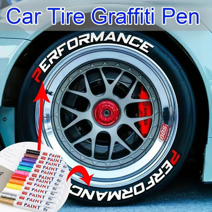 Car Paint Pen Waterproof Car Wheel Tire Oily Painting Mark Pen Auto Rubber Tyre Tread CD Metal Permanent Paint Marker Beauty World Shop