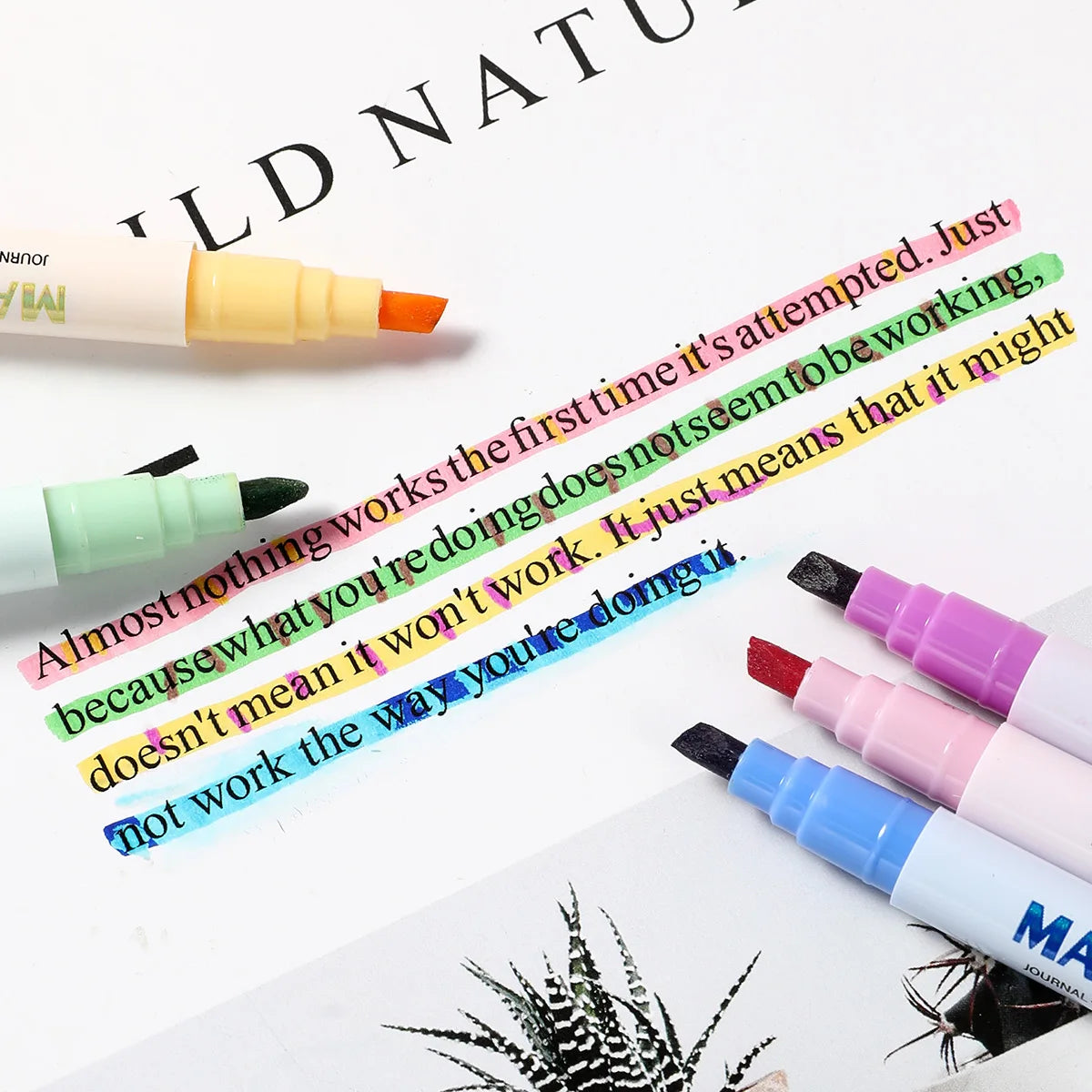 12pcs Double-ended Magic Color Changing Highlighter Pen Set, Student Diary Scrapbook Painting DIY Making, Classroom and Office S Beauty World Shop