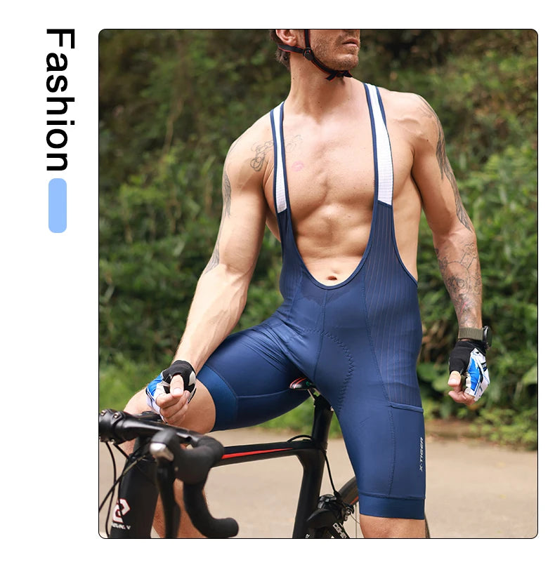 X-TIGER Men's Cycling Shorts Long Distance Riding Bib Shorts Pro Men's Cycling Shorts High Density Foam Cushion 5 CM Leg Gripper Beauty World Shop