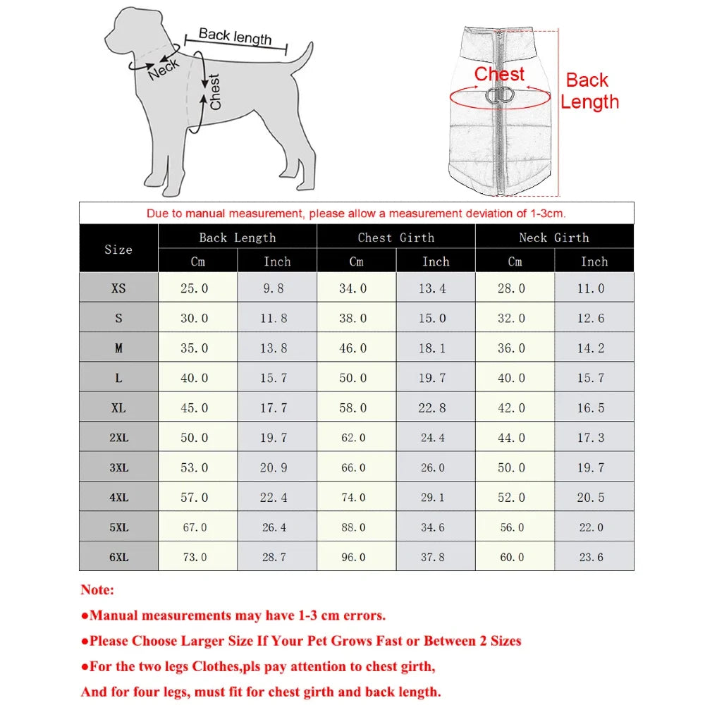 Winter Big Dog Clothes Waterproof Vest Jacket For Small Dogs Cats Outdoor Warm Puppy Coat With D Ring Labrodor Pug Pet Costume