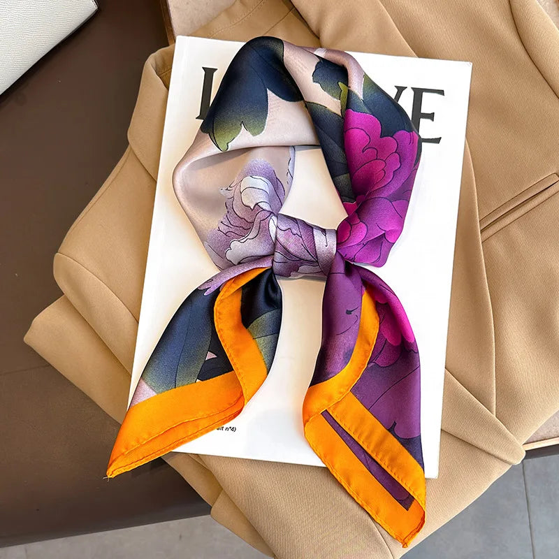 2025 New Fashion Luxury Printed Square Shawl Women 70x70cm Pashmina Silk Scarf Neck Headband Bandana Beauty World Shop